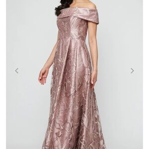 Alex Evenings Off-Shoulder Mauve Maxi Dress